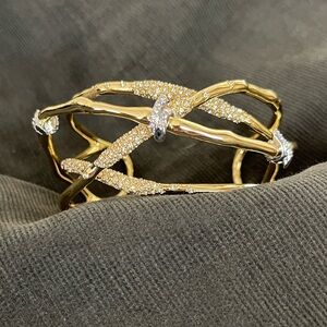 Gold Crystal Accent Hoop Earrings - Women Jewelry